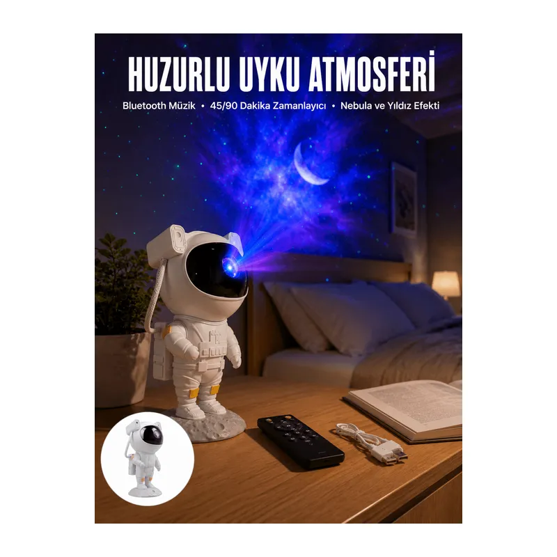 Astronot Görünümlü Projeksiyon Speaker Taşınabilir