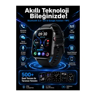 Akıllı Saat Tema Değiştirme Uyku ve Sağlık Takibi Sesli Asistan Bildirim Görme Yeni Nesil