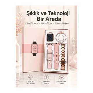Akıllı Saat Amoled Ekran 3 Kordonlu Aksesuar Hediyeli Sesli Görüşme