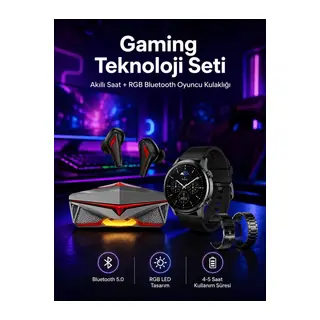 ANC Özellikli Bluetooth Kulaklık ve Amoled Ekran Akıllı Saat Uyku ve Sağlık Takibi Nabız Ölçer