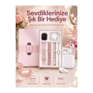 3 Kordonlu Dokunmatik Ekran Akıllı Saat ve 2.Nesil Kablosuz Bluetooth Kulaklık ANC/ENC