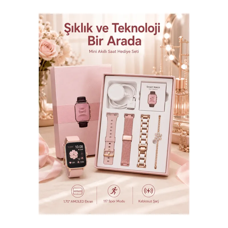 Kadınlar İçin Dokunmatik Ekran Akıllı Saat ve Gamer Kablosuz Bluetooth Kulaklık ANC Özelliği
