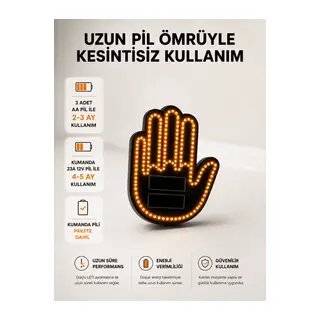 Pilli Led Işık Araç Camı İçin Uzaktan Kumandalı El Simgesi