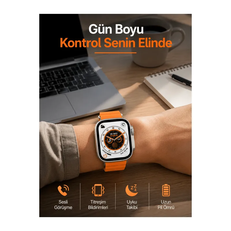 Akıllı Saat GPS Özelliği Bildirim Görme Adımsayar Sesli Görüşme Yapabilen Yeni Nesil