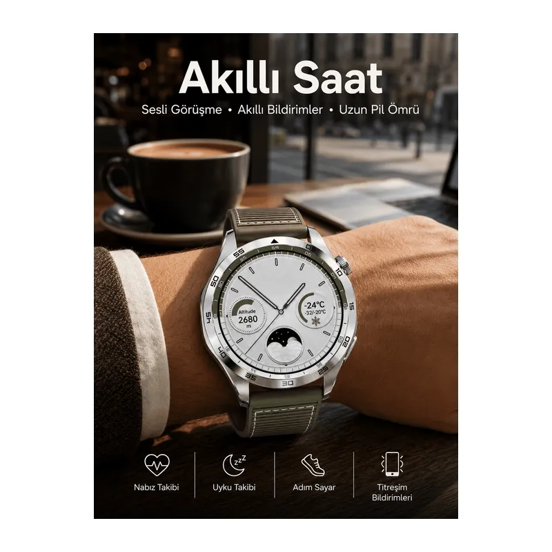Akıllı Saat Bildirim Görme Sesli Görüşme Çoklu Kordon GPS Takibi