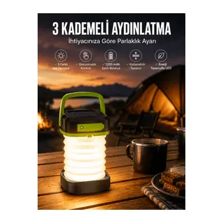 Led Lamba Kamp Lambası Hafif Taşınabilir Şarj Süreli Akordeon El Fenerli