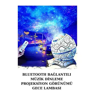 Dinozor Yumurtası Gece Masa Lambası Bluetooth Hoparlör 14 Renk Seçeneği