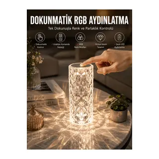 Dokunmatik Kristal Gece Lambası Hediyelik