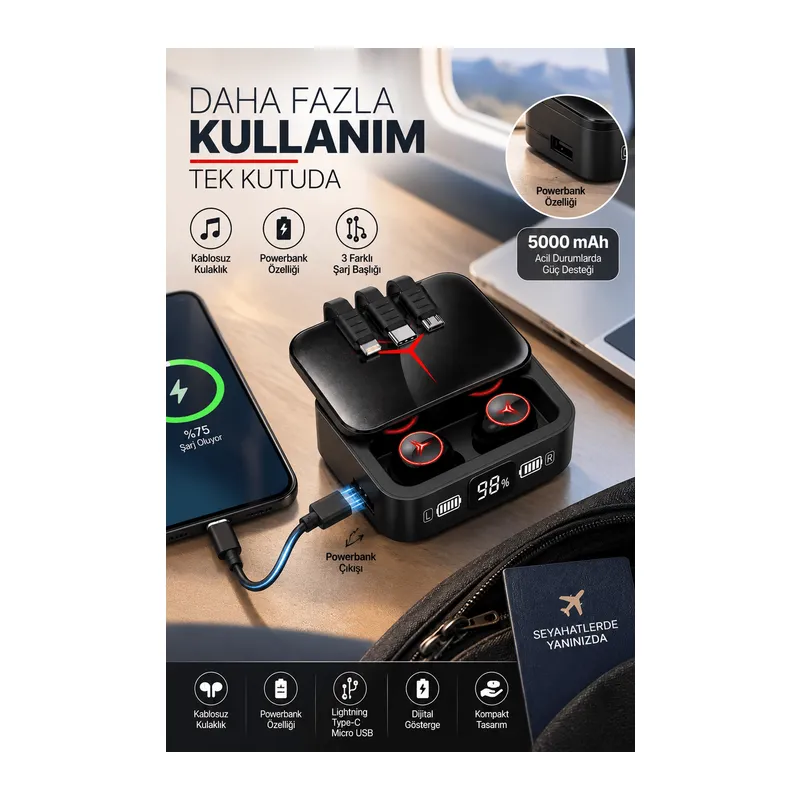 Kablosuz Kulaklık Yeni Nesil Bluetooth Kulaklık ANC Özelliği Şık Tasarım