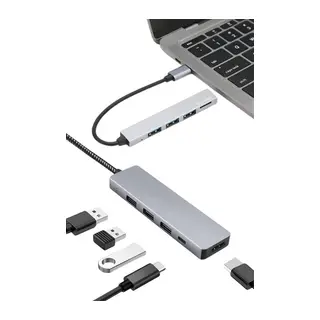Macbook Pro/air Uyumlu USB Type-C 8 In 1 Hub Dönüştürücü Çevirici Çoklayıcı USB Hdmı Micro Sd 8 Girişli