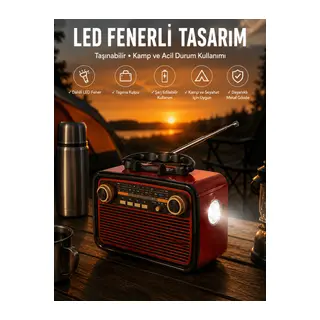 Eskitme Nostalji Tasarımlı Bluetoothlu Nostalji Radyo Ahşap Nostaljik Görünümlü