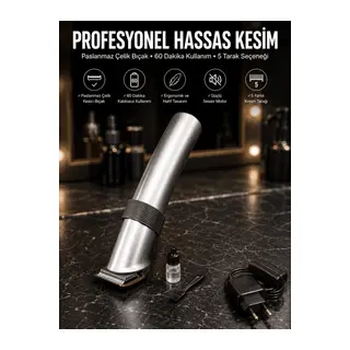4 Taraklı Taşınabilir Profesyonel Saç ve Sakal Kesme Tıraş Makinesi Yeni Nesil