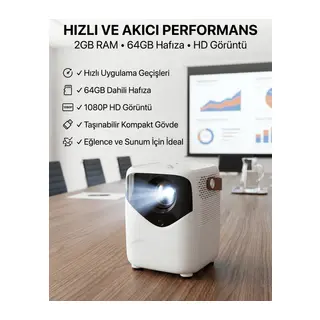 Yüksek HD Görünümlü Taşınabilir Projeksiyon Cihazı
