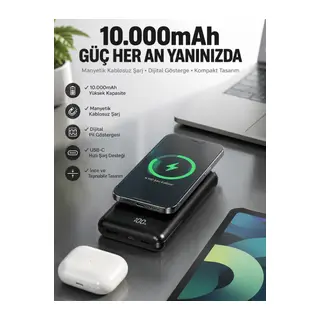 10.000 Mah Powerbank 4 Portlu Hızlı Şarj Dijital Göstergeli