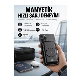 Powerbank Taşınabilir 10.000 Mah Hızlı Şarj Dijital Göstergeli