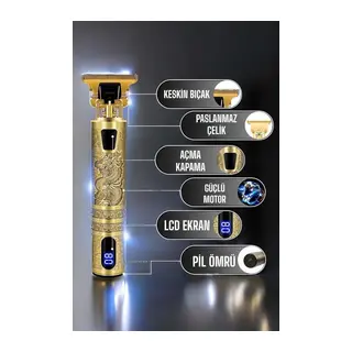 Tıraş Makinesi Şarjlı Profesyonel Saç Kesme Makinesi Gold Çizik Tıraş