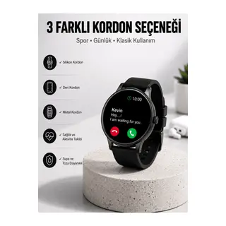 Akıllı Saat Sesli Görüşme Bluetooth Bağlantılı 3 Kordonlu Yeni Nesil