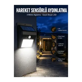 Solar Güneş Enerji Panelli Sensörlü Lamba Enerji Tasarruflu