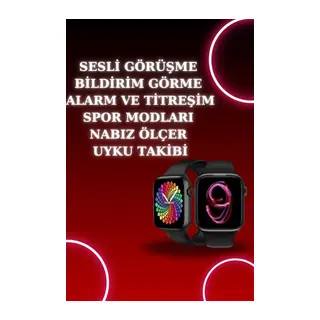 Akıllı Saat Arama Görüşme Bildirim Görme Uyku ve Sağlık Takibi Nabız Ölçer 3 Kordon Hediyeli