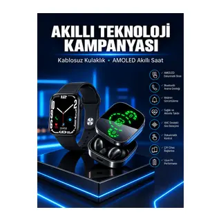 Yeni Nesil Akıllı Saat ve Ucuz Kaliteli Bluetooth Kablosuz Kulaklık Amoled Ekran