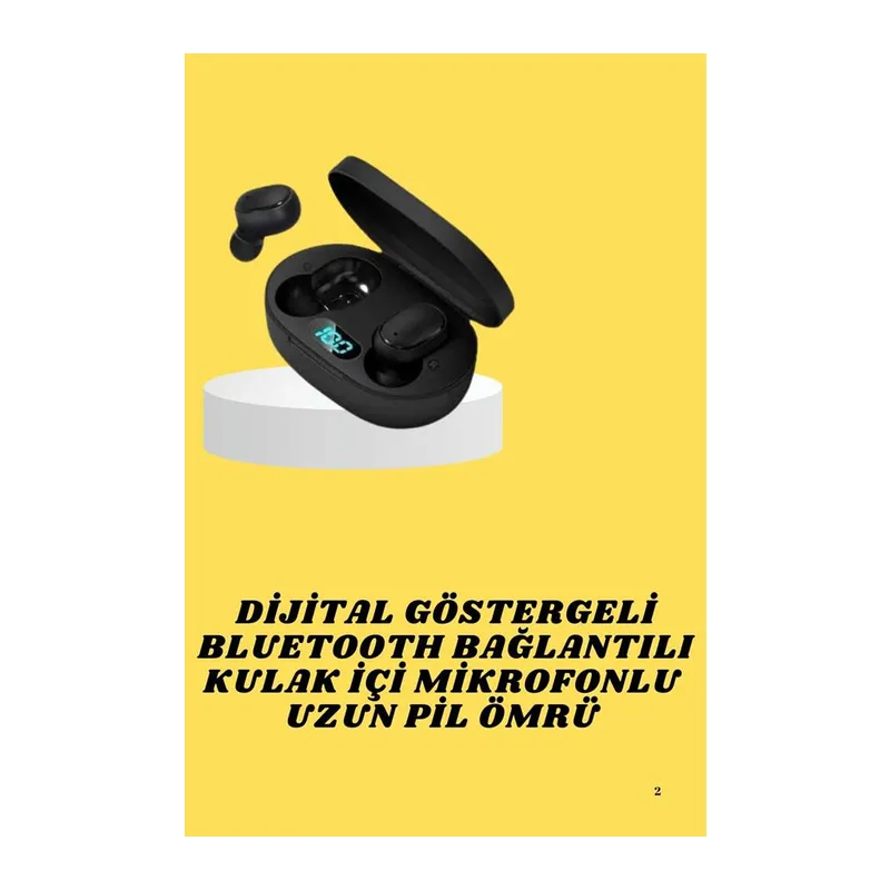 Bluetooth Kulaklık Dijital Göstergeli Yüksek Ses Kaliteli Uzun Pil Ömrü