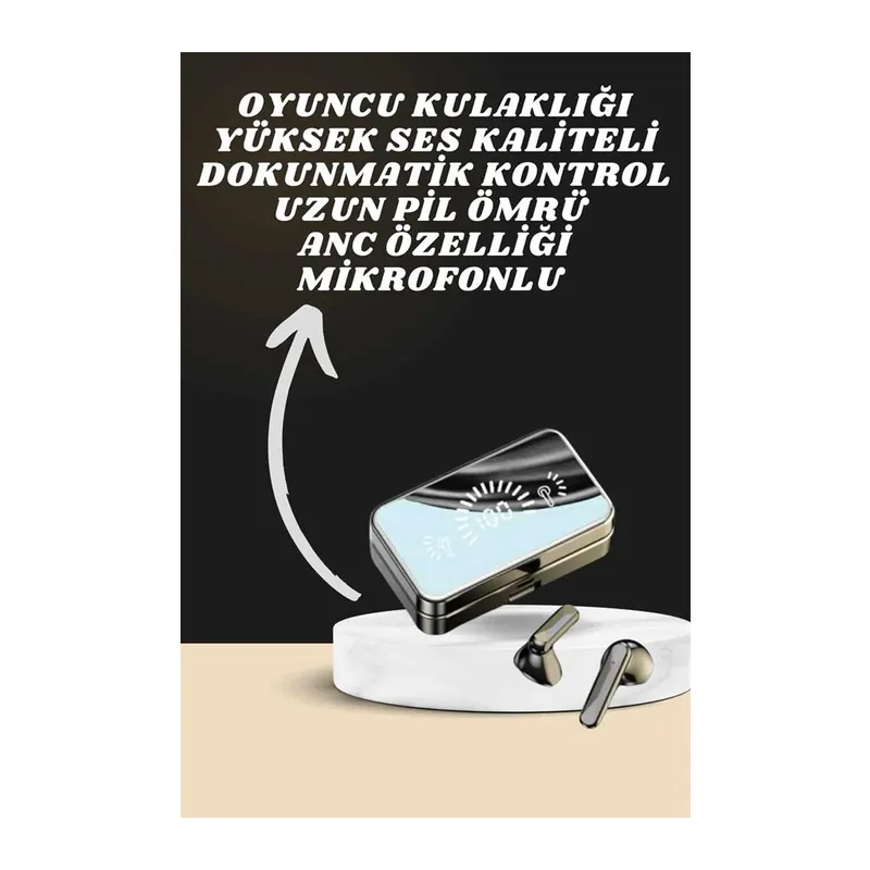 Aynalı Bluetooth Kulaklık ve 7 Kordonlu Akıllı Saat Dijital Göstergeli Uzun Pil Ömrü