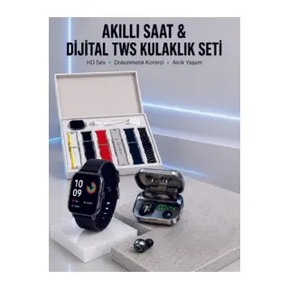 7 Kordonlu Akıllı Saat Ve Aynalı Bluetooth Kulaklık Powerbank Dijital Göstergeli