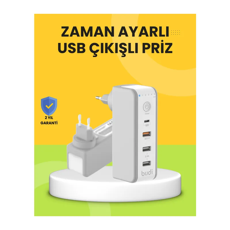 Hızlı Şarj Destekli Zaman Ayarlı USB Şarj Adaptörü