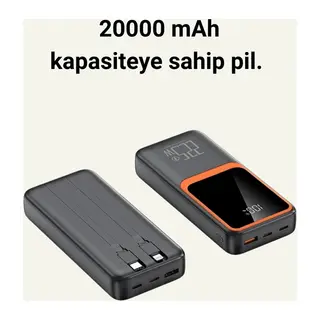 20000 mAh Taşınabilir Powerbank | Çok Kablolu, Hızlı Şarj Destekli (22.5W)