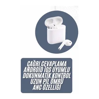 2025 Model Çağrı Cevaplayabilen Bluetooth Kulaklık Beyaz Dokunmatik Kontrol