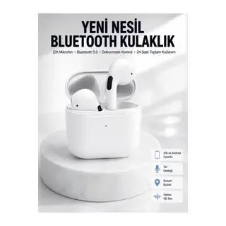 Yeni Nesil Bluetooth Kulaklık Beyaz Çağrı Cevaplayabilen Kablosuz