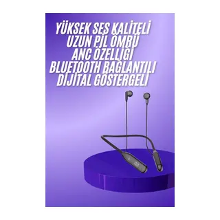 Boyun Bantlı Kablolu Yüksek Ses Kaliteli Bluetooth Kulaklık Uzun Pil Ömrü