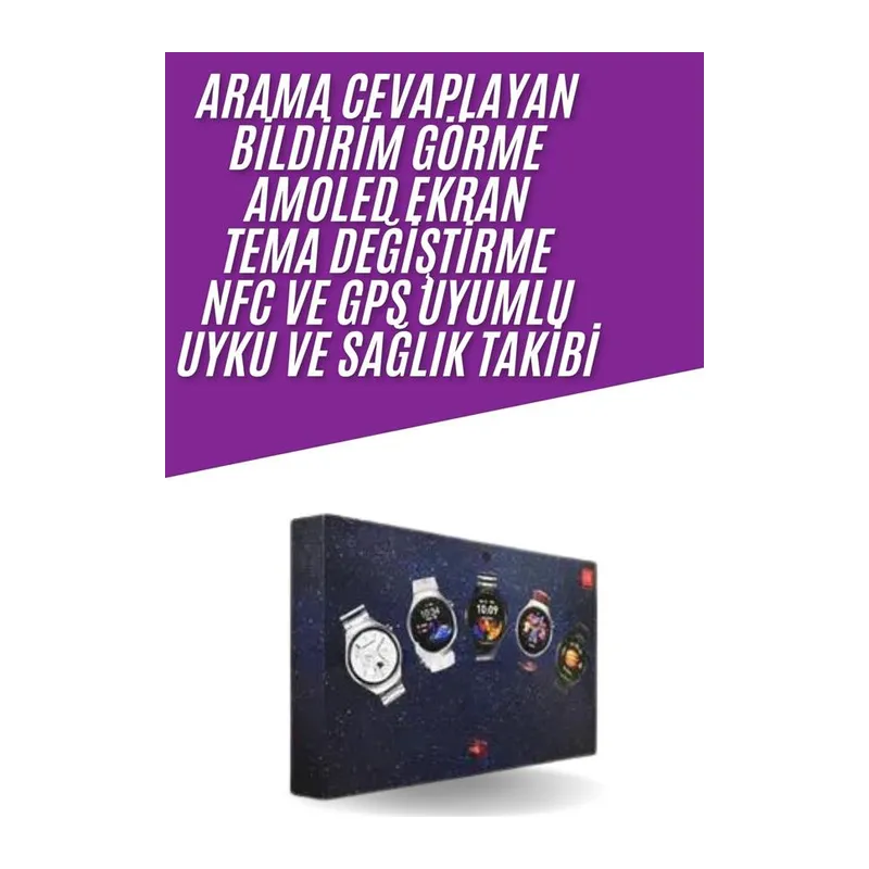 Unısex Yuvarlak Ekranlı 7 Kordonlu Akıllı Saat GPS Destekli Çoklu Kordon Seçeneği