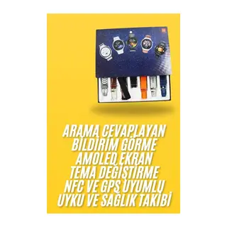 7 Kordonlu Akıllı Saat Siyah Kasa Dokunmatik Ekran Uyku ve Sağlık Takibi