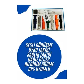 Akıllı Saat 7 Kordon Hediyeli Takvim Alarm Nabız Ölçer Bildirim Görme Sesli Görüşme