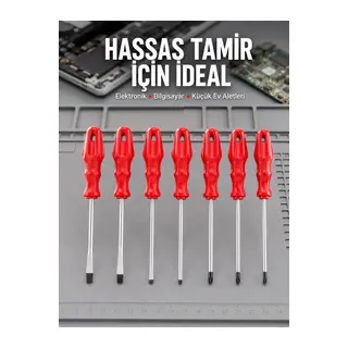Düz ve Yıldız Başlıklı 7li Tornavida Seti Ergonomik Tutma