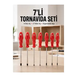 Ev ve Atölye Kullanımına Uygun 7 Parça Tornavida Seti