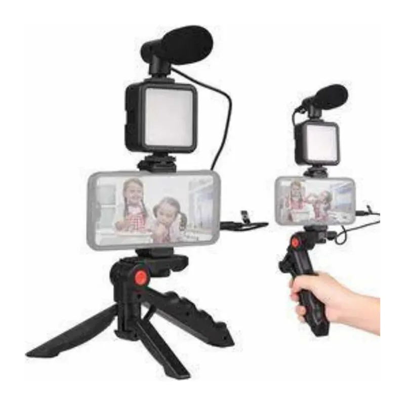 Telefon Tutucu Mini Mikrofonlu Tripod Vlog Çekim Video