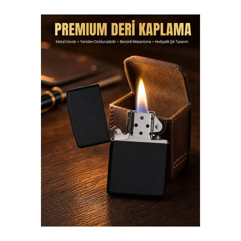 Çakmak Parlak Siyah Doldurulabilir Hedyelik Eşya