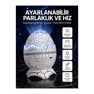 Dinozor Yumurtası Tasarımlı Projektörlü Gece Lambası