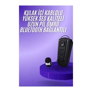 Makaralı Bluetooth Kulakiçi Yaka Kulaklığı Kablosuz Kulaklık