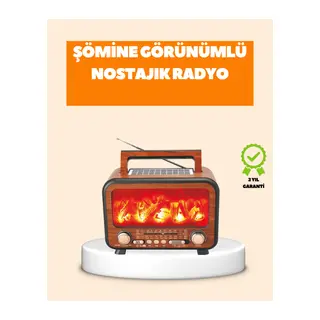 Şömine Alev Işıklı Solar Bluetooth Hoparlör – 7W Güçlü Ses, FM Radyo