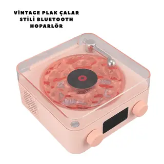 Retro Bluetooth Hoparlör PEMBE