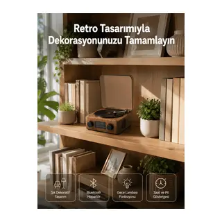Dekoratif Gece Işıklı Bluetooth Hoparlör – Saatli Tasarım Yeni Nesil