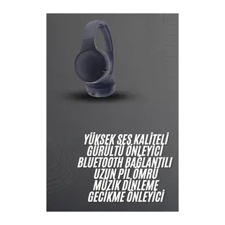 Kablosuz Bluetooth Kulaklık Kulak Üstü Ayarlanabilir Uzun Ömürlü