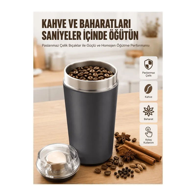 Yeni Nesil Kahve ve Baharat Öğütücü Paslanmaz Çelik Kahve Değirmeni