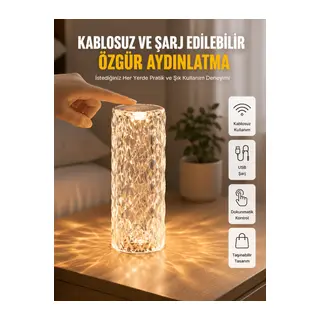 Yeni Nesil Modern Kristal Masa ve Gece Lambası Dokunmatik Renk Değiştirebilen