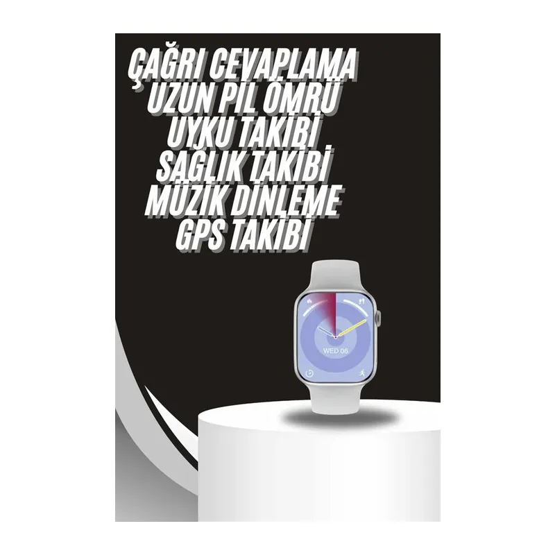 Akıllı Saat Gümüş Kasa Bluetooth Kulaklık Hediyeli Çok Fonksiyonlu İkili Set