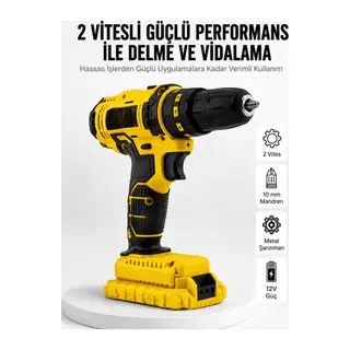 Matkap Seti 24 Parça Çift Bataryalı Darbeli Led Işıklı Vidalama