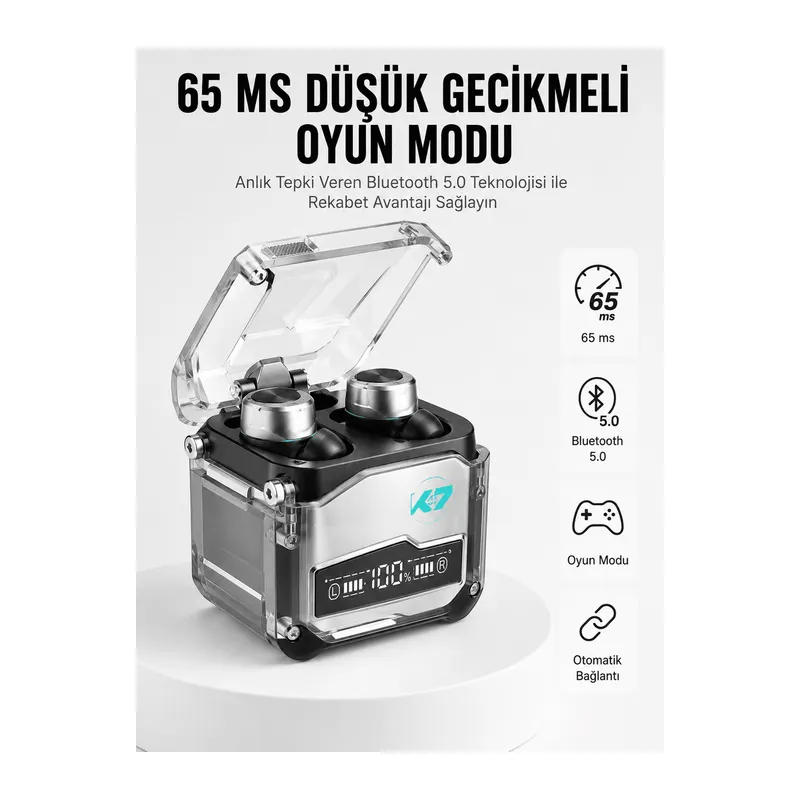 Oyuncu Kulaklığı Yeni Mekanik Kablosuz Kulaklık İos Android Uyumlu